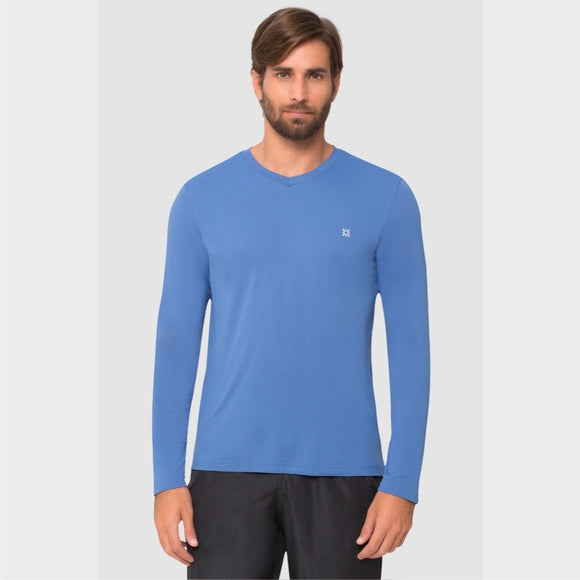 Camiseta Sport Fit ML Azul Indigo